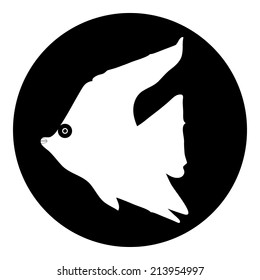 Fish button on white background. Vector illustration.