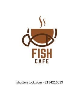 Fish cafe logo vector illustration on white background