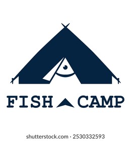 fish camp flat minimalist logo design