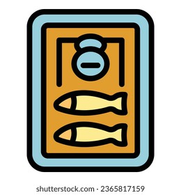 El pez puede ser un vector de contorno de icono. Arenque de sardina. Color del alimento del aceite
