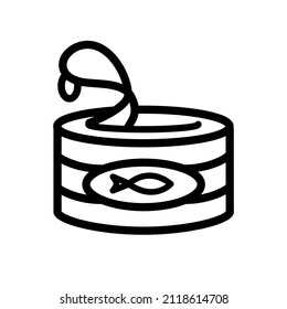 El pescado puede marcar el icono. Esbozar ilustración de pescado enlatado en un estilo sencillo. Icono vector para diseño web aislado en fondo blanco.