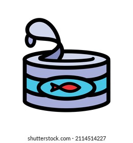 El pescado puede ser un icono sencillo. Ilustración de pescado enlatado a color en un estilo sencillo. Icono vector para diseño web aislado en fondo blanco.
