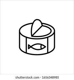 Fish Canned Food Isolated On White Background In Vector Icon Outline Eps10