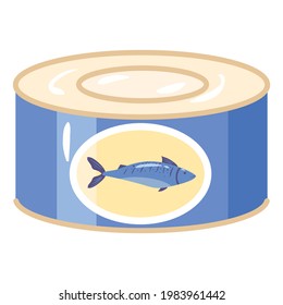 Fish canned, natural healthy organic nutrition product. Vector doodle cartoon flat trendy illustration hand drawn isolated