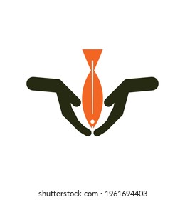 Elemento de diseño del logotipo del icono de cuidado de peces