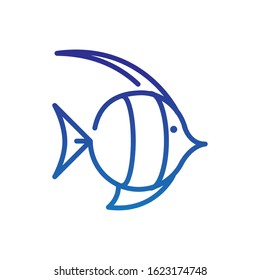 fish caribbean marine life thick line blue vector illustration