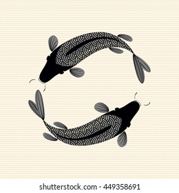 Fish. Carp. Logo element for your design. Print, illustration. Vector.