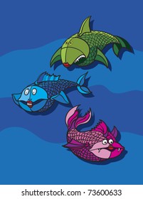 fish cartoon, abstract vector art illustration