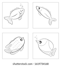 Fish cartoon animal cute Kawaii vector illustration graphic design 