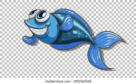 A fish cartoon character isolated on transparent background illustration