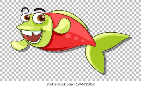 A fish cartoon character isolated on transparent background illustration