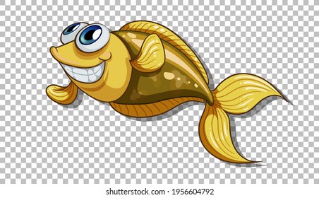 A fish cartoon character isolated on transparent background illustration