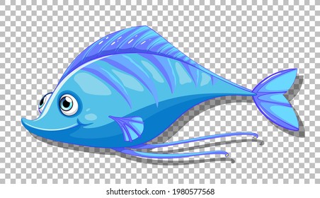 A fish cartoon character isolated on transparent background illustration