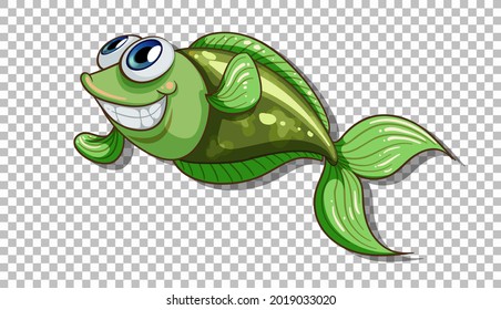 A fish cartoon character isolated on transparent background illustration