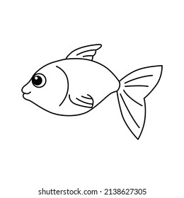 Fish cartoon coloring page illustration vector.