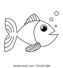 Fish cartoon coloring page illustration vector. For kids coloring book.