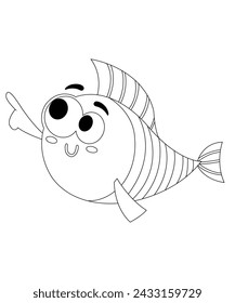 Fish Cartoon Coloring Page  for Kids