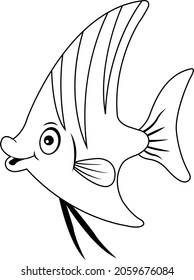 Dibujo de caricatura de peces página de arte vectorial e ilustración