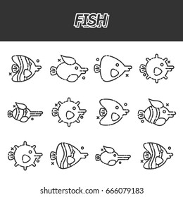 Fish cartoon concept icons