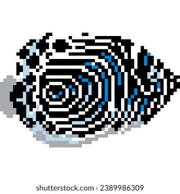 Icono de caricatura de peces en estilo píxel