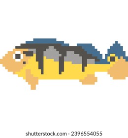 Fish cartoon icon in pixel style