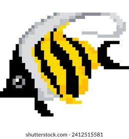 Icono de caricatura de peces en estilo píxel