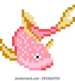 Fish cartoon icon in pixel style