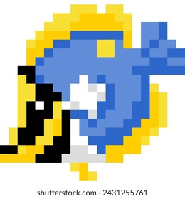 Fish cartoon icon in pixel style