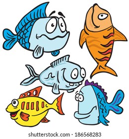 fish cartoon illustration set