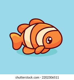 Fish Cartoon Mascot Vector Design Flat Cute Smile Expression Ocean Animals Ocean Fish Undersea Underwater
