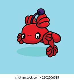 Fish Cartoon Mascot Vector Design Flat Cute Smile Expression Ocean Animals Ocean Fish Undersea Underwater