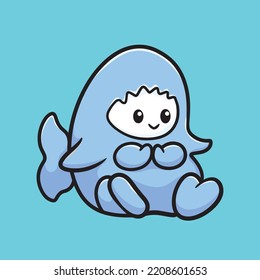 Fish Cartoon Mascot Vector Design Flat Cute Smile Expression Ocean Animals Ocean Fish Undersea Underwater