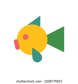 Fish cartoon on white background, vector illustration in flat cartoon design.
