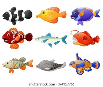 fish cartoon set