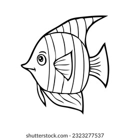 fish cartoon sketch vector illustration,
isolated on white background.Top view