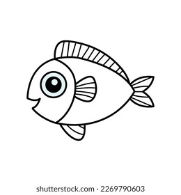 Fish cartoon  vector illustration template for Coloring book. Drawing lesson for children	