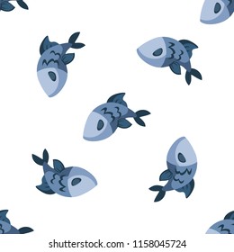 Fish cartoon vector seamless pattern