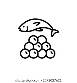 Fish caviar line icon. Seafood product sign, ocean fish cooking or culinary ingredient symbol. Best for menus of restaurants, cafes, bars and food courts. Outline vector symbol of caviar.