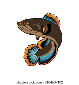 Fish Channa Limbata Vector Icon