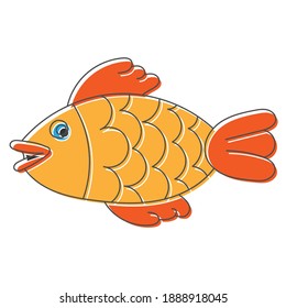 fish character hand drawn design vector illustration