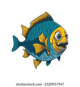 fish character illustration design vector