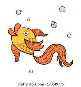 Fish character.  Sketch vector element for romantic design