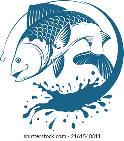 The fish is chasing a fishing hook. Symbol for fishing and hobby