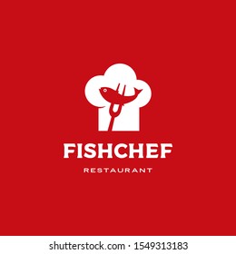 fish chef hat logo vector icon illustration