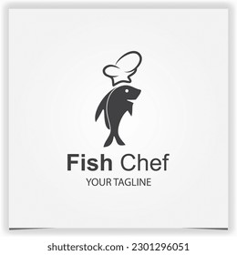 fish chef logo premium elegant template vector eps 10