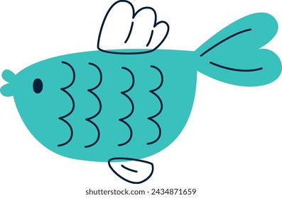 Fish Childish Animal Vector Illustration