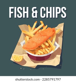 fish and chip in a bowl and wrap paper