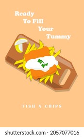 Fish and Chips Flat Design Poster
