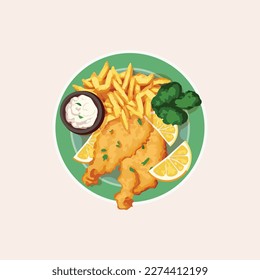 Fish and Chips Flat style illustration. 