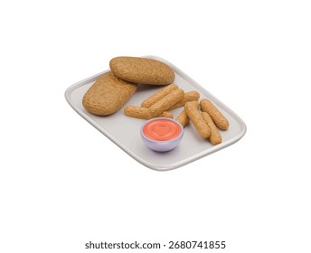  peixe e chips ícone 3d ilustração renderizar